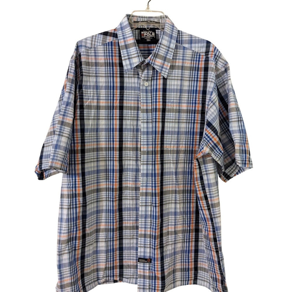 South Pole Plaid Button‎ Up Short Sleeve Shirt Mens XL
